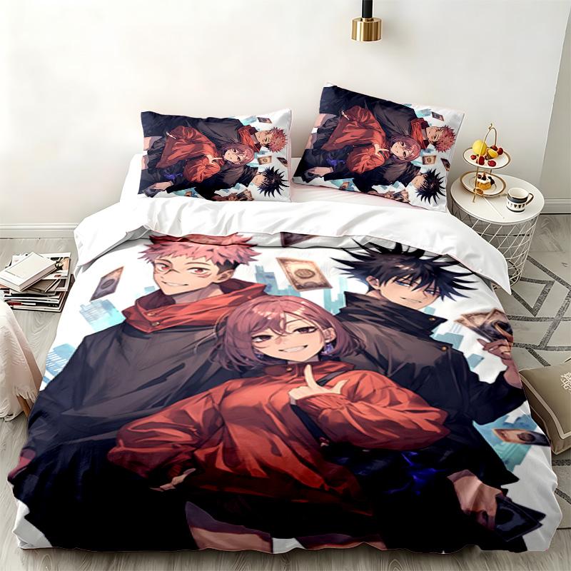 Set da 3 pezzi di Jujutsu Kaisen Perfetto per l'uso in camera da letto Comodo set letto include una copripiumino e due federe Ideale come regalo di compleanno o di Natale