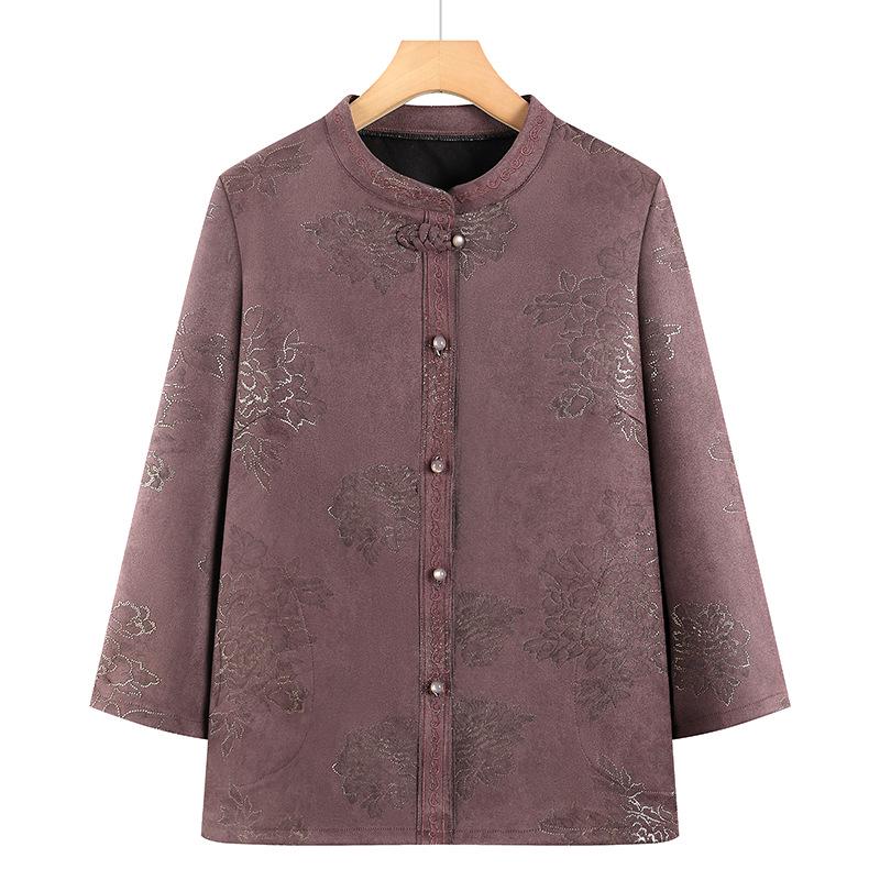 

Spring Long-Sleeve Women s Shirt: Lightweight Jacket for Middle-Aged and Elderly Women, Ideal for Spring and Summer, Perfect for Grandmas Aged 70-80. 2XL (recommended for 105-120 jin) фіолетовий