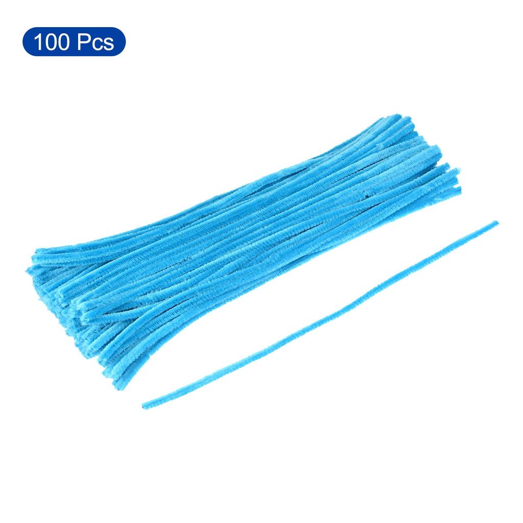 Uxcell 100 Pieces 30cm Chenille Pipe Cleaner Stems for DIY Arts, Creative Crafts, and Decoration, Blue Green