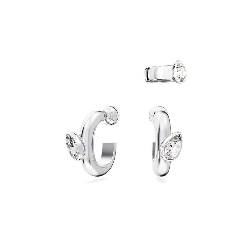 Swarovski Dextera Large Hoop Earrings Women s Silver 5671192