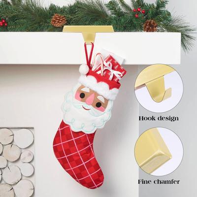 Mantel Stocking Hook Anti-Slip Mantel Hook Punch-free Christmas Sock Hanger for Holding Wreath Christmas Decorations