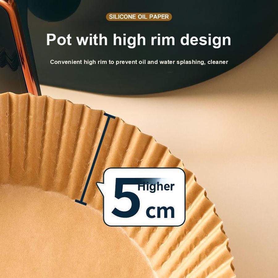 Air Fryer Paper Pad, Food Grade Oil Absorbent Paper, Round Tin Foil for Baking, BBQ Silicone Paper, Non-Stick Liner