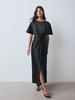 2025 European & American Style Women's Long Round Neck Waist-Cinching Dress