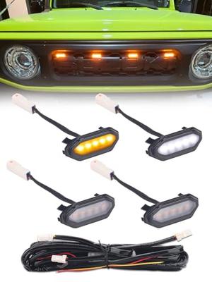 Chelhead Jimny LED Frontgrill-Leuchte für JB64/JB74, Hohe Helligkeit, Rauchige Linsen, Weiß/Bernsteinfarben, 2