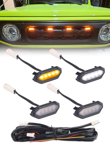 Chelhead Jimny LED Front Grille Lamp for JB64/JB74, High Brightness, Smoke Lenses, White/Amber, 2