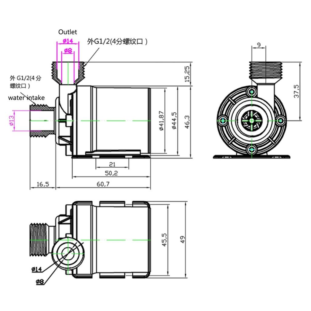 DC/12V Submersible Water Pump Ultra-Quiet Brushless Motor Water Circulation Pumps for Solar Water Circulation System