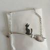 Trendy Cats On Broomstick Pendant Necklace Adjustable Length Neckchain Stylish Choker Accessory for Fashionable Women
