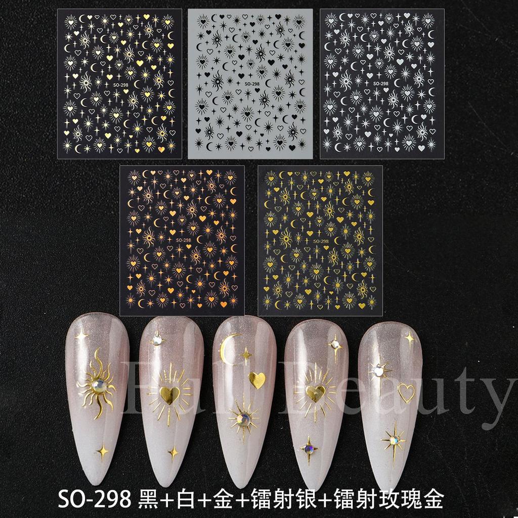 New Nail Art Stickers 5 Laser Gold Bright Fireworks Nail Art Sticker Set