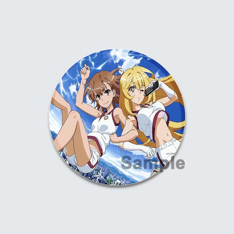 32/44/58mm A Certain Scientific Railgun HD Brooch Anime Badge Cartoon Figure Misaka Mikoto/Wannai Kinuho Round Display Pins Jewelry Gifts