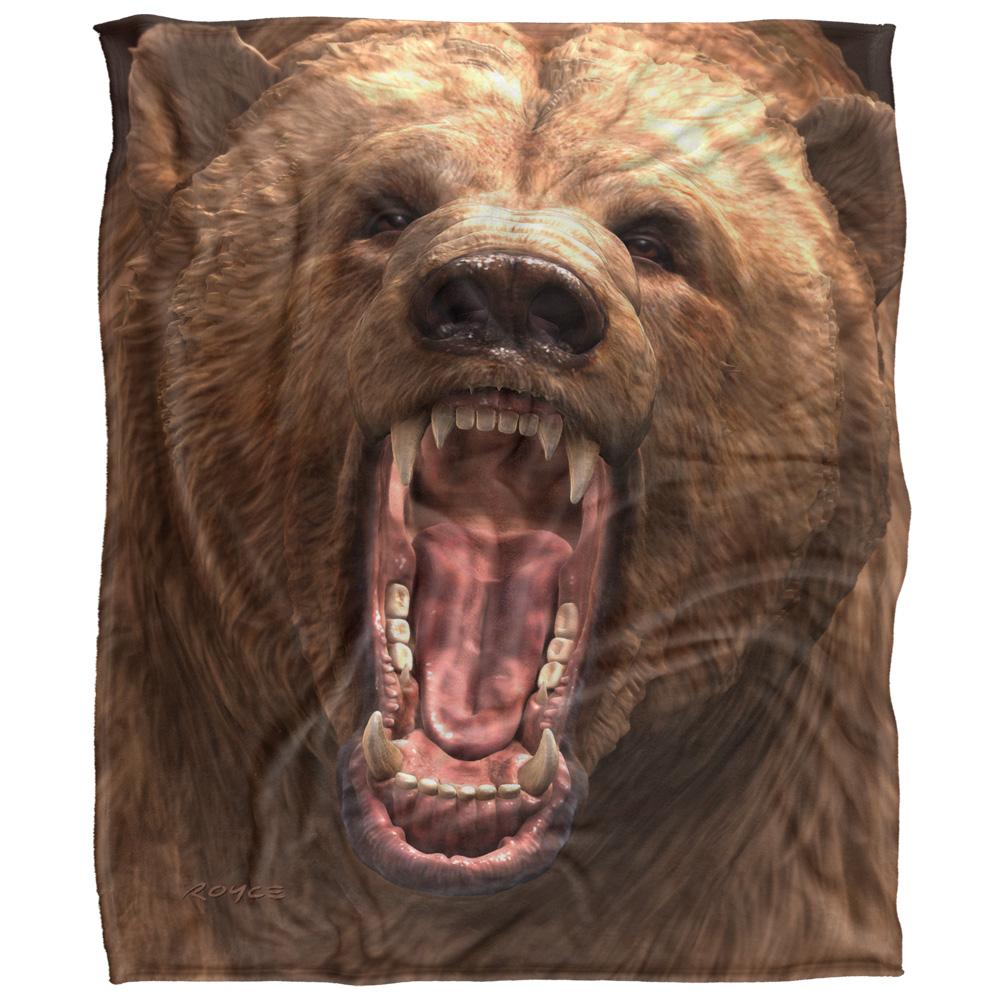 Royce McClure Grizzly Bear Head Silky Supersoft Blanket