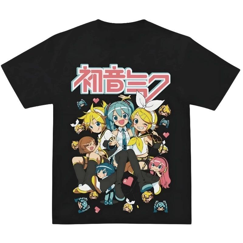 2026 Summer New Style # Hatsune Miku # Cyberpunk Style Cartoon Fan Street Fashion Large Loose Cotton T-shirt