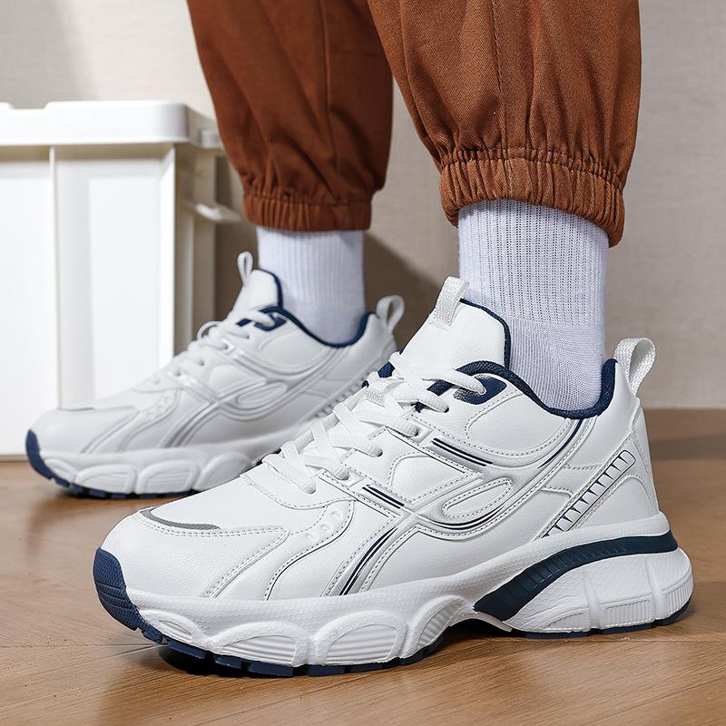 2026 New Men's Chunky Running Sneakers Non-Slip Wear-Resistant Casual Versatile Travel Sports Shoes Round Toe Leather Upgraded