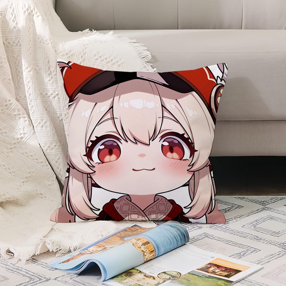 Cartoon cute  Genshin  Pillow Case Office Cushions Suitable For Sofa Car Bedroom Decorative Cushion Cover