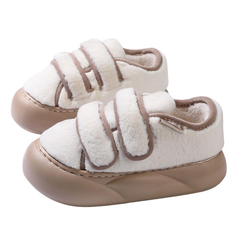 Thick-bottomed cotton slippers are fashionable and versatile Velcro Korean version of autumn and winter new non-slip and warm fluffy