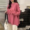 Autumn Slit Solid Color Long-sleeved T-shirt Women's Base Shirt Korean Style Student Loose Tops Women's Clothing