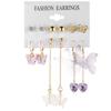 IF ME Fashion Resin   Earrings Set Checkerboard Heart Crystal Butterfly  Earring Women Jewelry Accessories