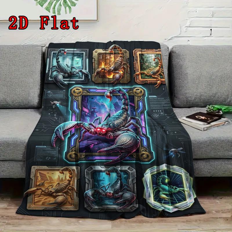 SciFi Scorpion Compilation 2D Flat Pattern Flannel Blanket, High quality All Seasons, Home Decor, Warmth and Comfort, Perfect for Christmas Gifts.