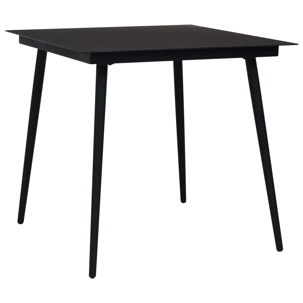 VidaXL Garten-Esstisch Schwarz 80x80x74 cm Stahl und Glas