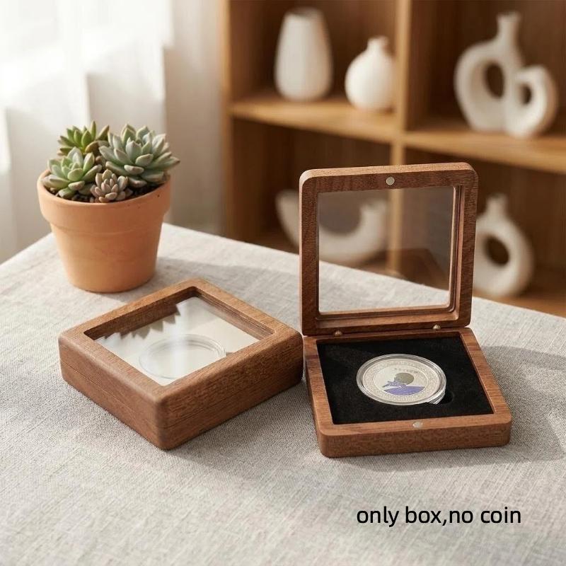 Antique Coin Storage Holder Durable Black White Dustproof Case for Commemorative Silver Coin Badge Collection Use
