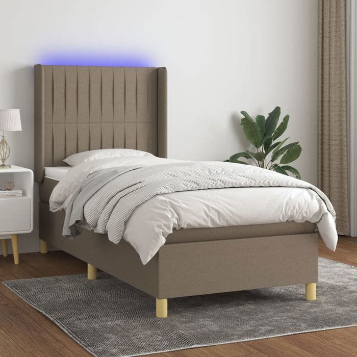 VidaXL Sommier à Lattes de Lit avec Matelas et LED, Lit Rembourré, Lit Simple, Lit Adulte de Chambre à Coucher Intérieur, 3139009