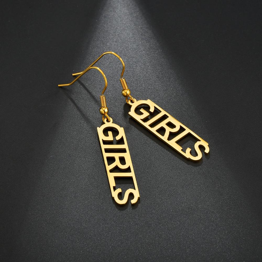 Atoztide Personalized Customized Round Star Name Earring Stainless Steel For Women Girl Fashion Eardrop Birthday Jewelry Gift