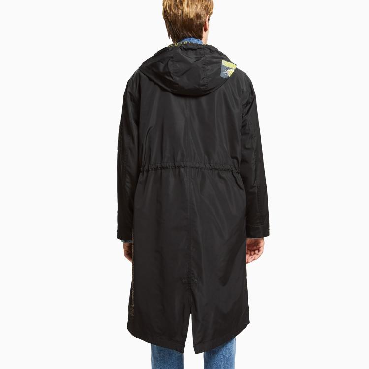 Calvin Klein Jacke mit Tigerkopf-Print, mittellang, mit Kapuze, Unisex-Jacke, Schwarz J400118-BEH