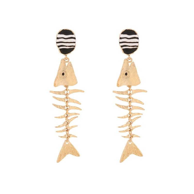 

Pinkdudu Vintage Exaggerated Fish Bone Zinc Alloy Earrings Trendy Drop Earrings Women Jewelry PD2391 серебряный