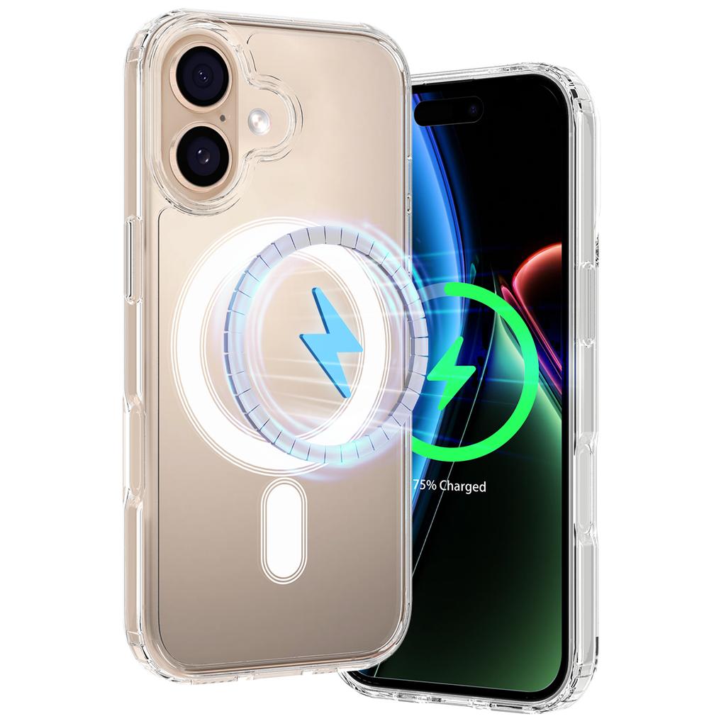 For iPhone 17 Clear Phone Case Compatible with MagSafe TPU+Acrylic Back Cover