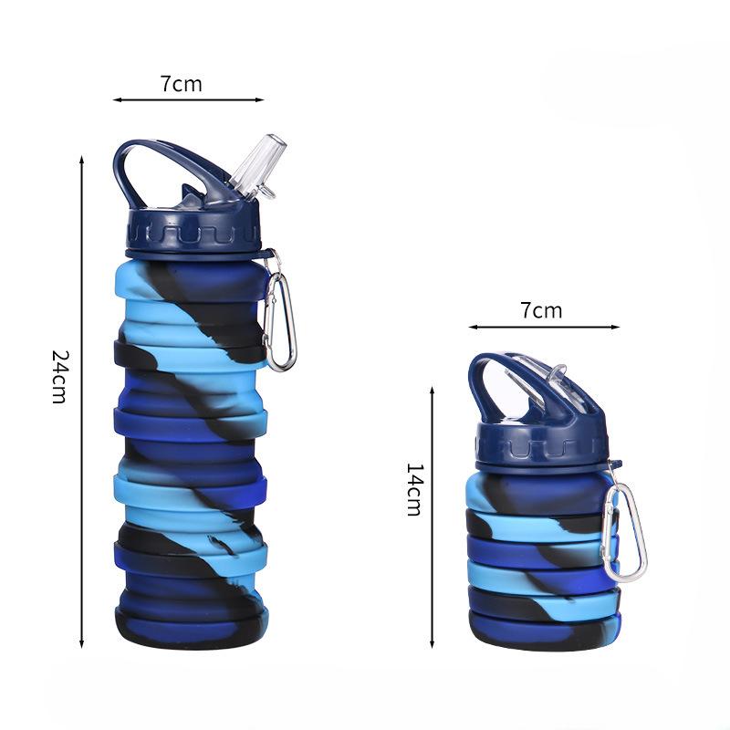 Outdoor Use Edible Silicon Athletic Kettle Fitness Mountaineering Travel Camping Lightweight Water Cup Environmental Protection Drop-Resistant Bottle
