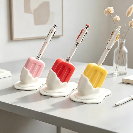 Desktop Stationery Storage Cute Melting Popsicle Pen Holder, Unique Decorative Organizer, Fun Office Supplies Durable PLA Container for And