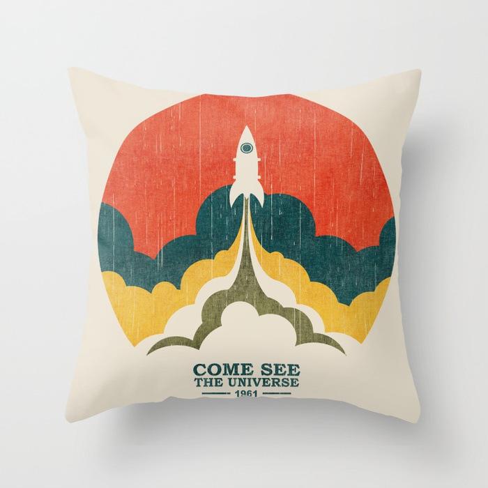 Car Waist Pillow Sofa Pillow Case Cartoon Sunrise Pattern Car Cushion Pillow Soft
