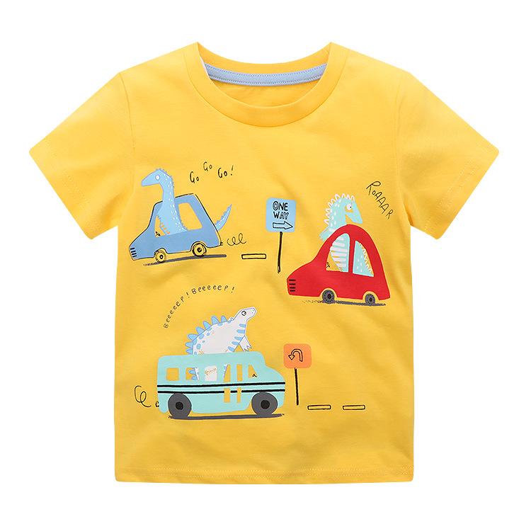2025 Boys' Pure Cotton Knitted Short-Sleeve T-Shirt, Sizes Small & Medium, European & American Style