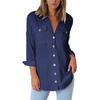 Luxurious Fashion Autumn Pocket Long Sleeve Casual Chiffon Women's Shirt Top