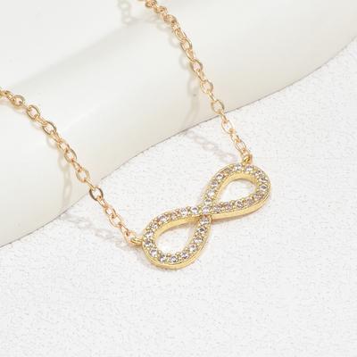 Mode Schlichte Edelstahl Unendlichkeit Anhänger Halskette für Damen Klassisch Glück Zirkon Liebe Dich für immer Schmuck Geburtstagsgeschenk