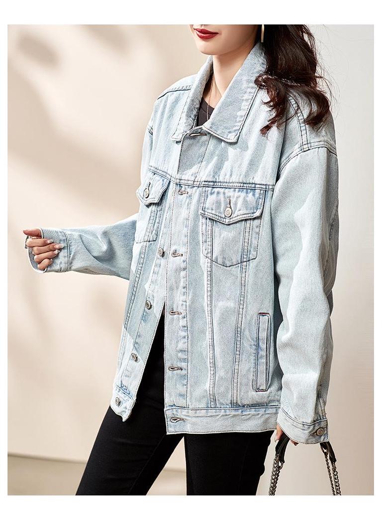 2025 Damen Europäischer Stil Locker Kurz Jeansjacke - Tiefblau Frühjahrsedition