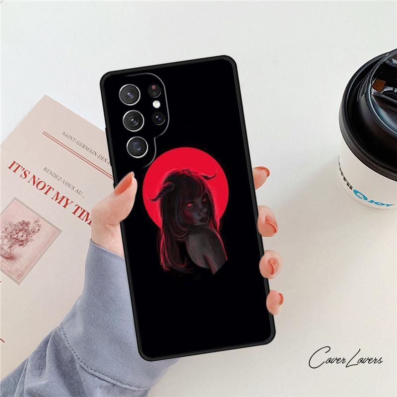 Aesthetic Devil Woman Bad Girl phone case For Samsung Galaxy S24 S25 S23 S22 Ultra Note 10 20 Plus S20 S21 FE Cover