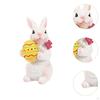 Easter Bunny Ornament with Carrot Egg Animal Figurine for Indoor Office Lawn S