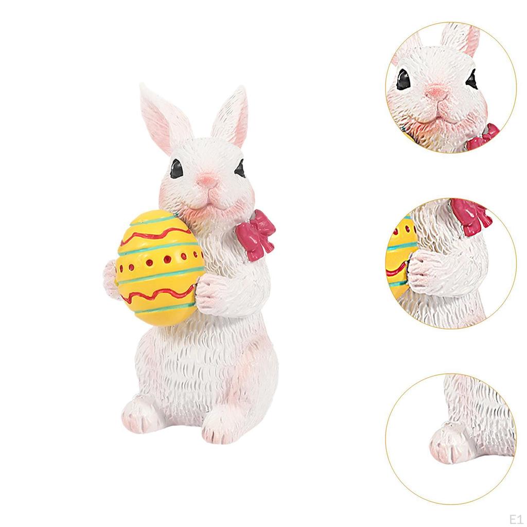 Easter Bunny Ornament with Carrot Egg Animal Figurine for Indoor Office Lawn S