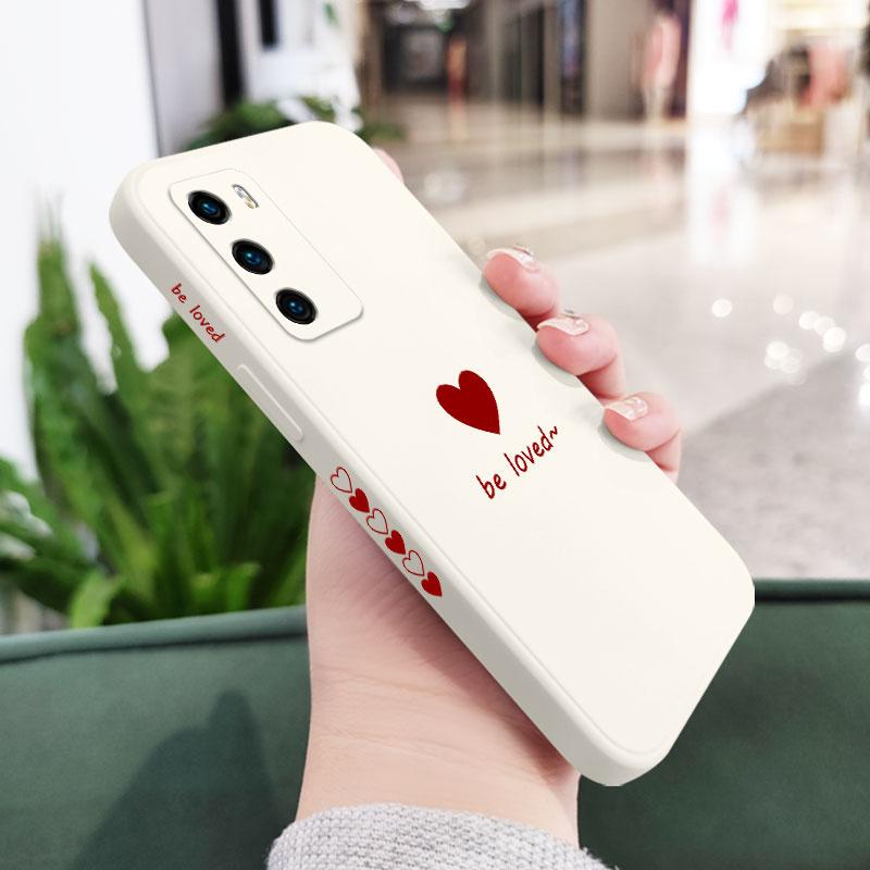 Simple Love Phone Case For Huawei P40 P50 P30 P20 Pro Lite Nova 5t Y7A Mate 40 30 20 Pro Lite Liquid Silicone Cover