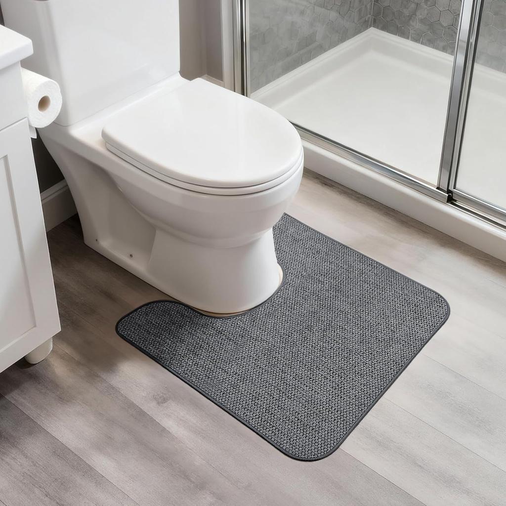 Weaving Jacquard Bathroom Mat Anti Slip Rubber Bottom Absorbent Pad Easy To Clean Anti Slip and Dirt Resistant Toilet Cushion Home Bathroom Set