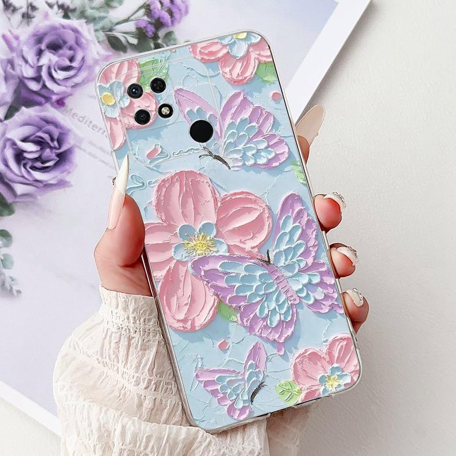 For Xiaomi Redmi 10C Case Cute Cat Luxury Butterfly Painted Cover 6.71'' Soft Silicone Case For Xiaomi Redmi 10C Redmi10C Fundas