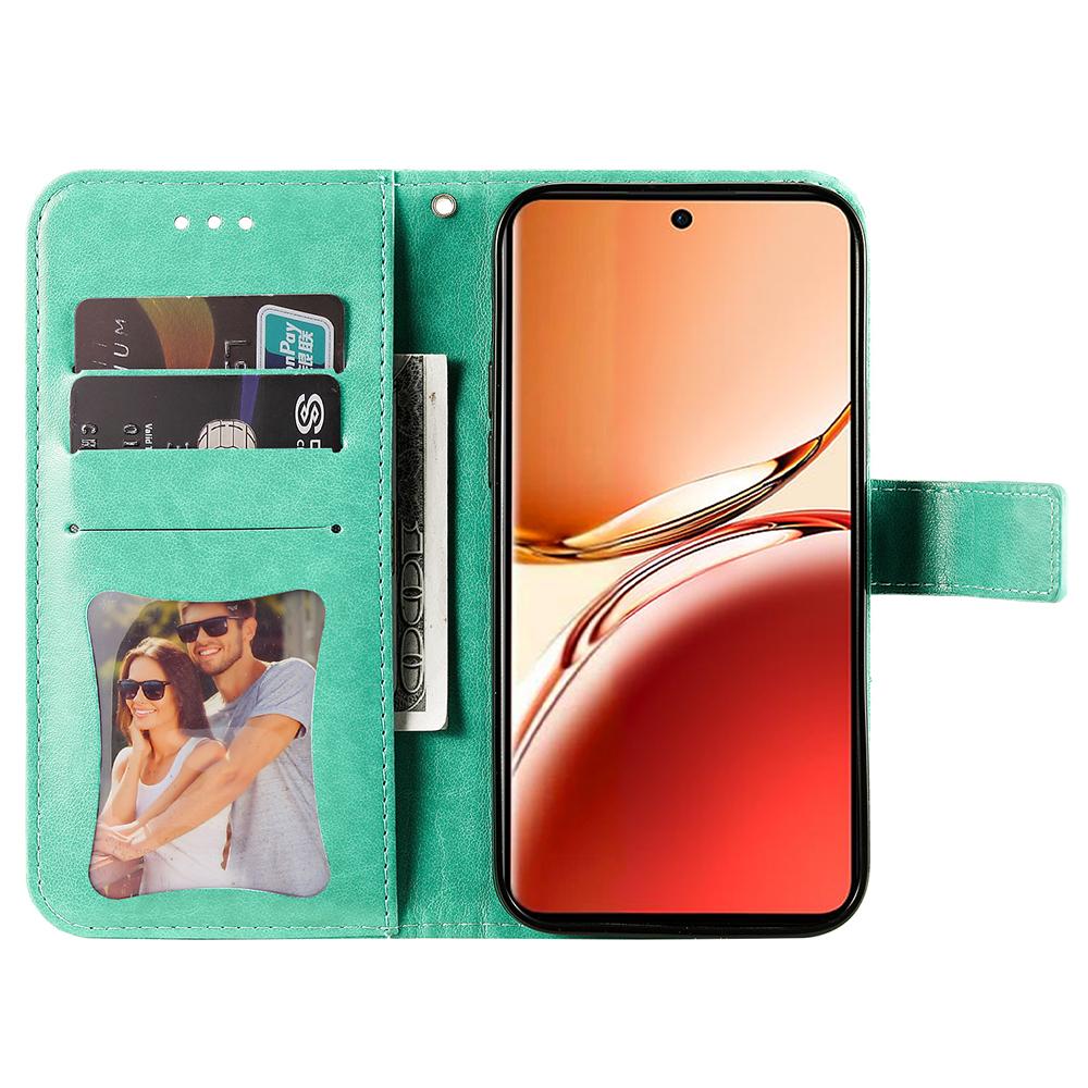 

For Oppo Reno12 F 4G Case Floral Pattern PU Leather Wallet Stand Phone Cover Red