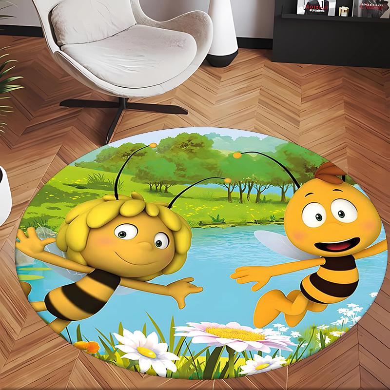 Maya The Bee (1) Round Office Rug Decorative Floor Rug for Office Bedroom Living Room and Home Space