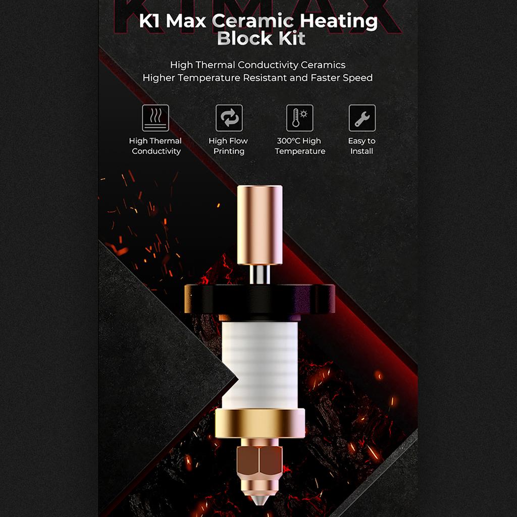 Creality K1 Max Ceramic Heating Block Kit with 60W Ceramic Heating Power Great Thermal Conductivity and Smooth Filament