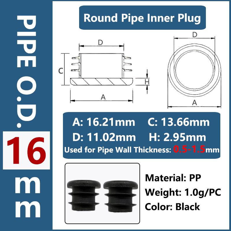 Round Plastic Inner Plug Steel Pipe End Cap Blanking Cover Anti Slip Furniture Chair Ladder Leg Protector Pad