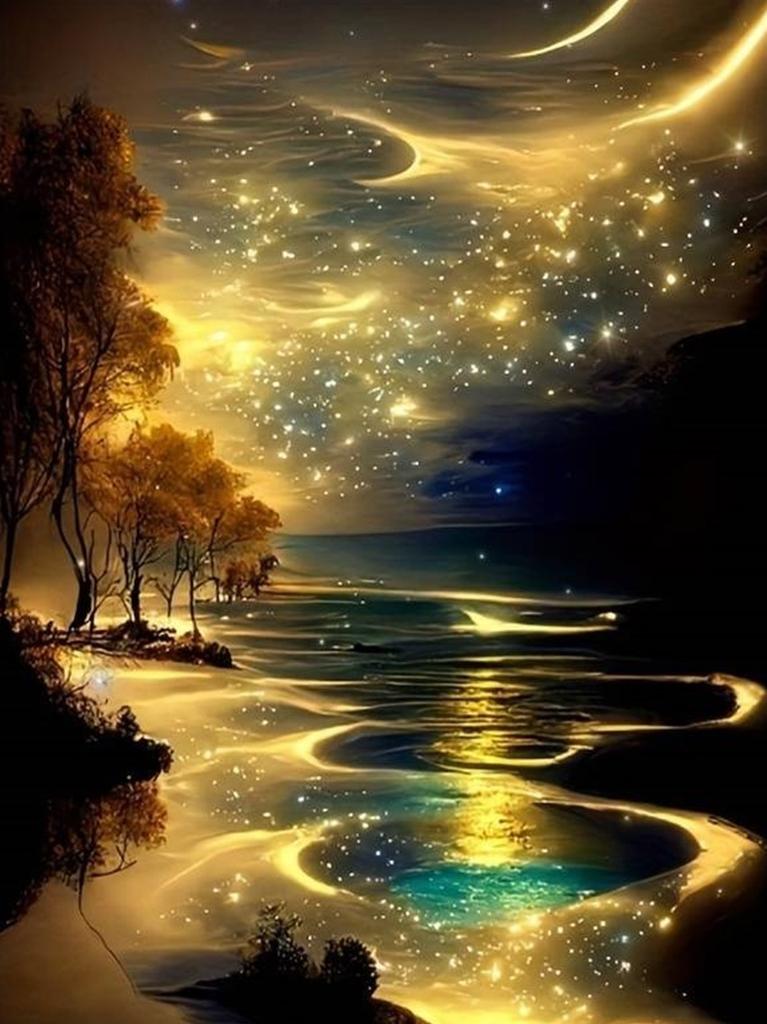 Source Factory Beautiful Night Sky Starry Sky 5D Full Diamond Painting Round Diamond Square Diamond Handmade Diy Ornament