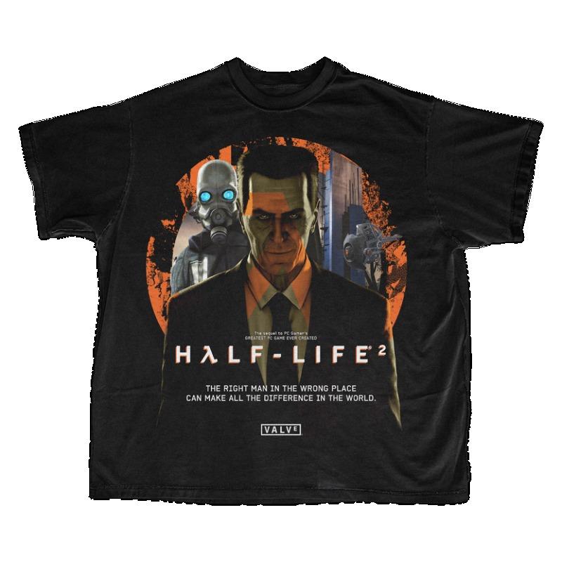 Half-Life 2 Valve Retro T Shirt for Men Women Vintage Action Shooter Game Graphic Tee Streetwea