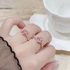 Dark Sweet Cool Pink Zircon Love Open Ring Punk Stacked Wear Personality Niche High Sense Girlfriend Ring Girl