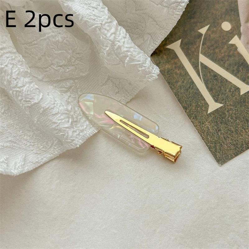 2Pcs No Crease Acrylic Hair Clips With Gold Metal Clasp And Marble Pattern Perfect For Daily Wear Party Hairstyling