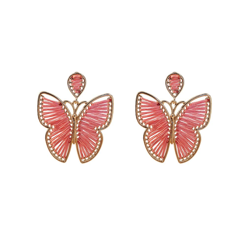 Bohemian Handmade Woven Earrings with Butterfly Design for Women, Vacation Style
